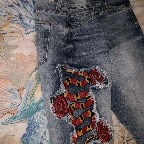 NWT Golden Denim Jeans: Snake and Roses W38 L34 - Picture 3 of 7